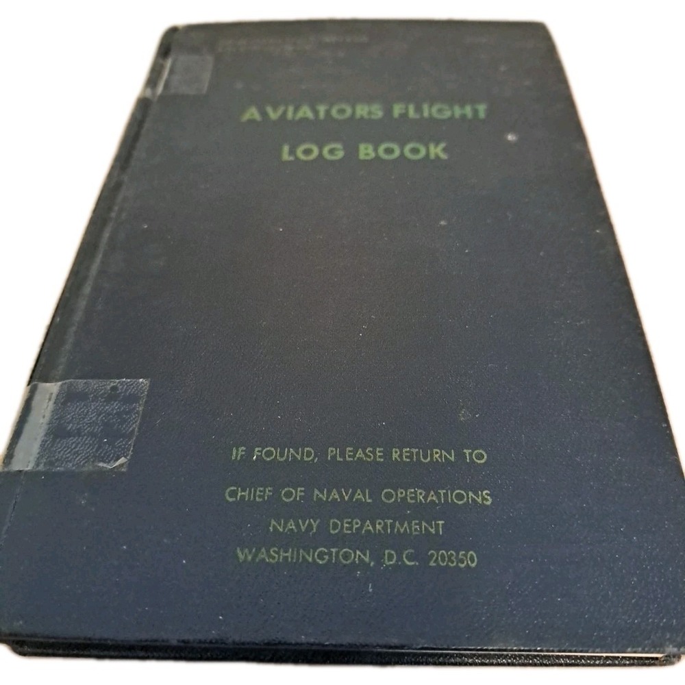Aviators Flight Log Book US Navy, 75% full 1980's Vintage